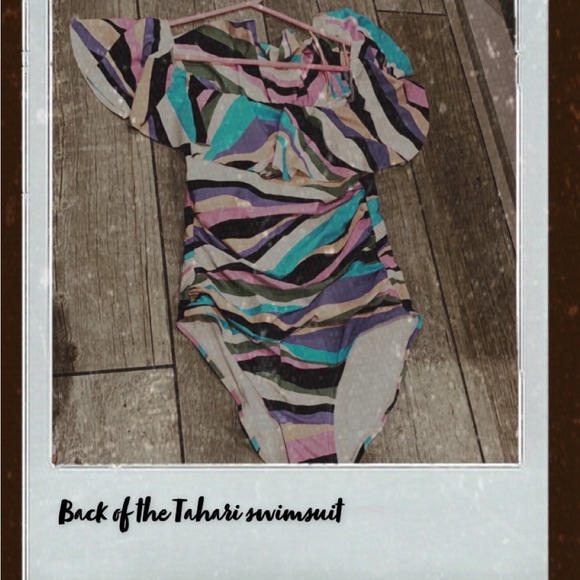 ✨Tahari Zebra 🦓 flowy off the shoulder one piece swimsuit!! ✨ - Picture 3 of 4